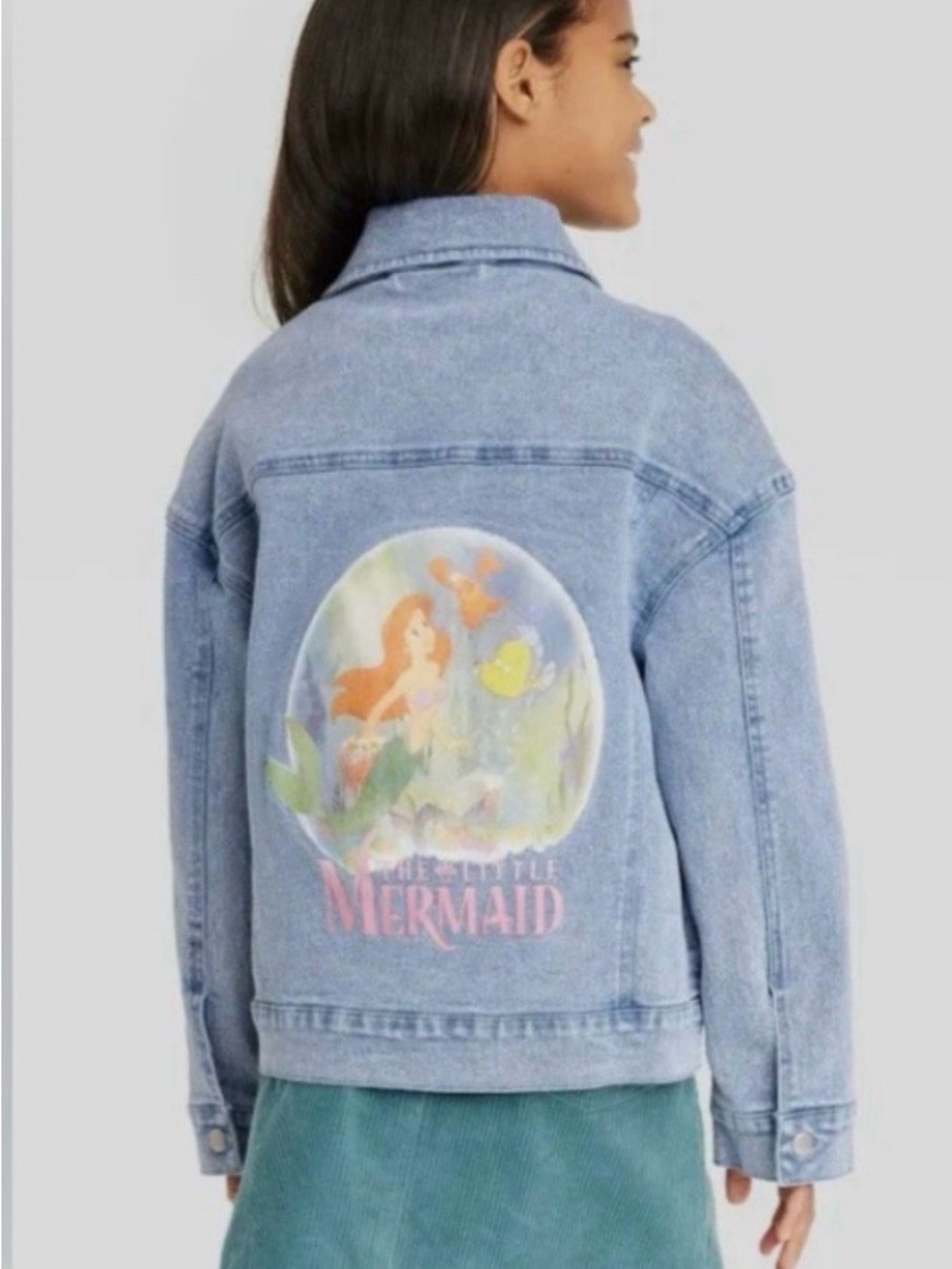 Disney Ariel Light Blue Denim Jacket with Pink Label